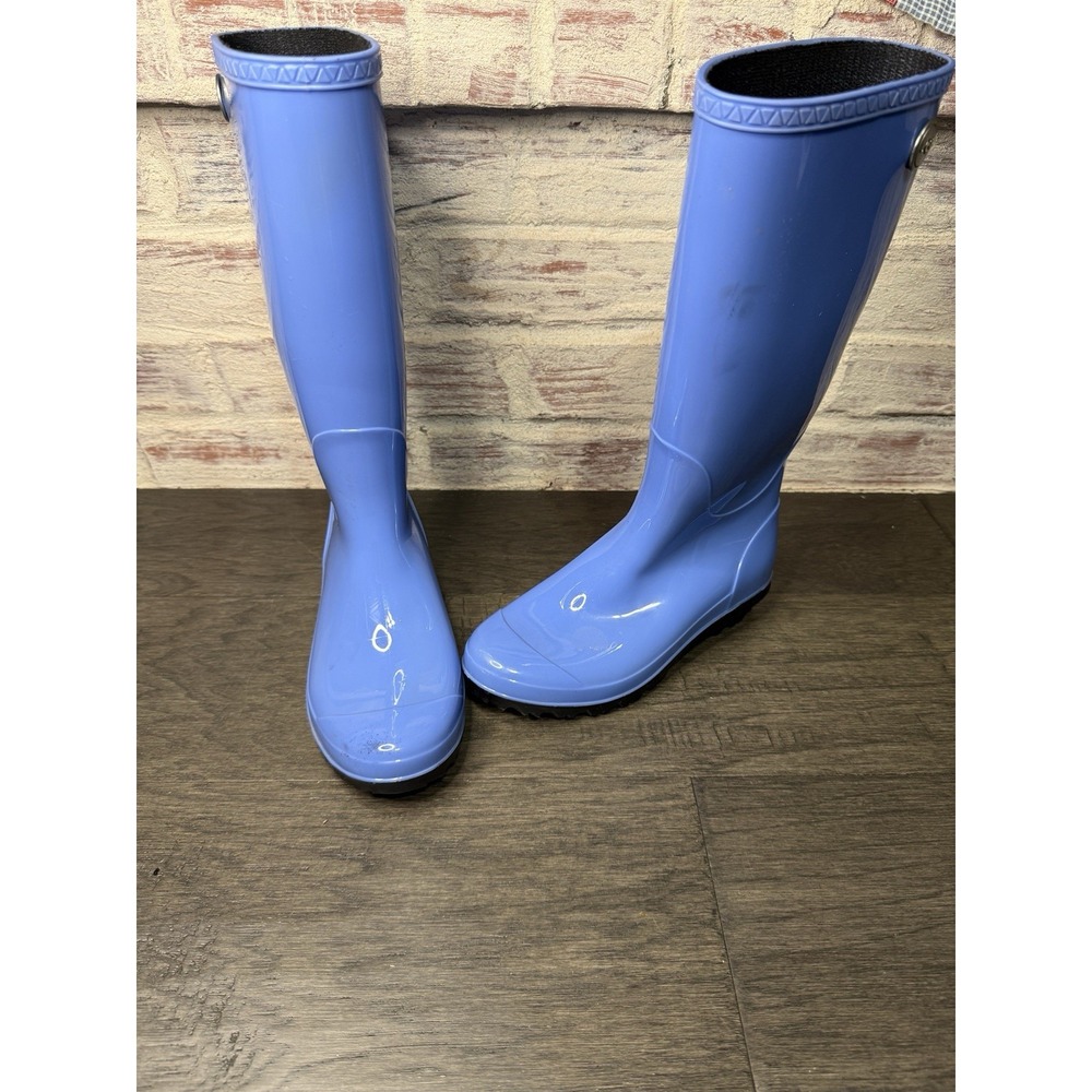 UGG Womens Blue Tall Rubber Rain BOOTS size 5 Pre-owned